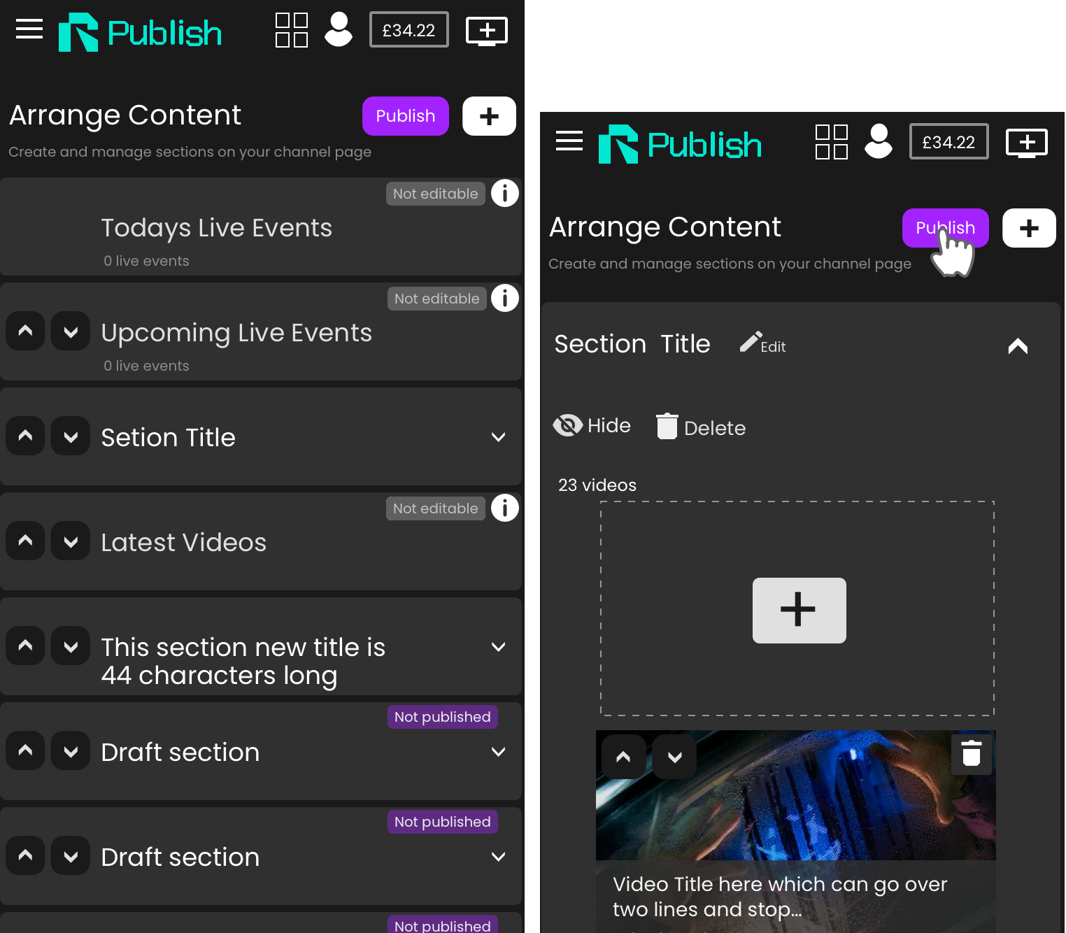 'Arrange Content' feature for mobile