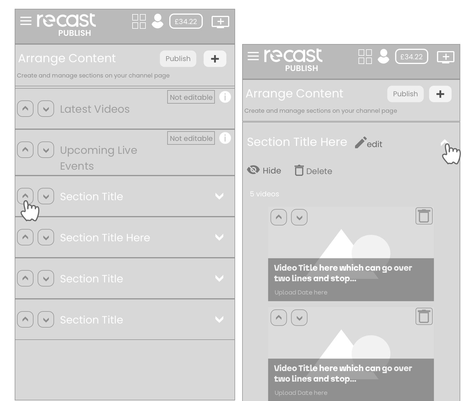 'Arrange Content' feature for mobile