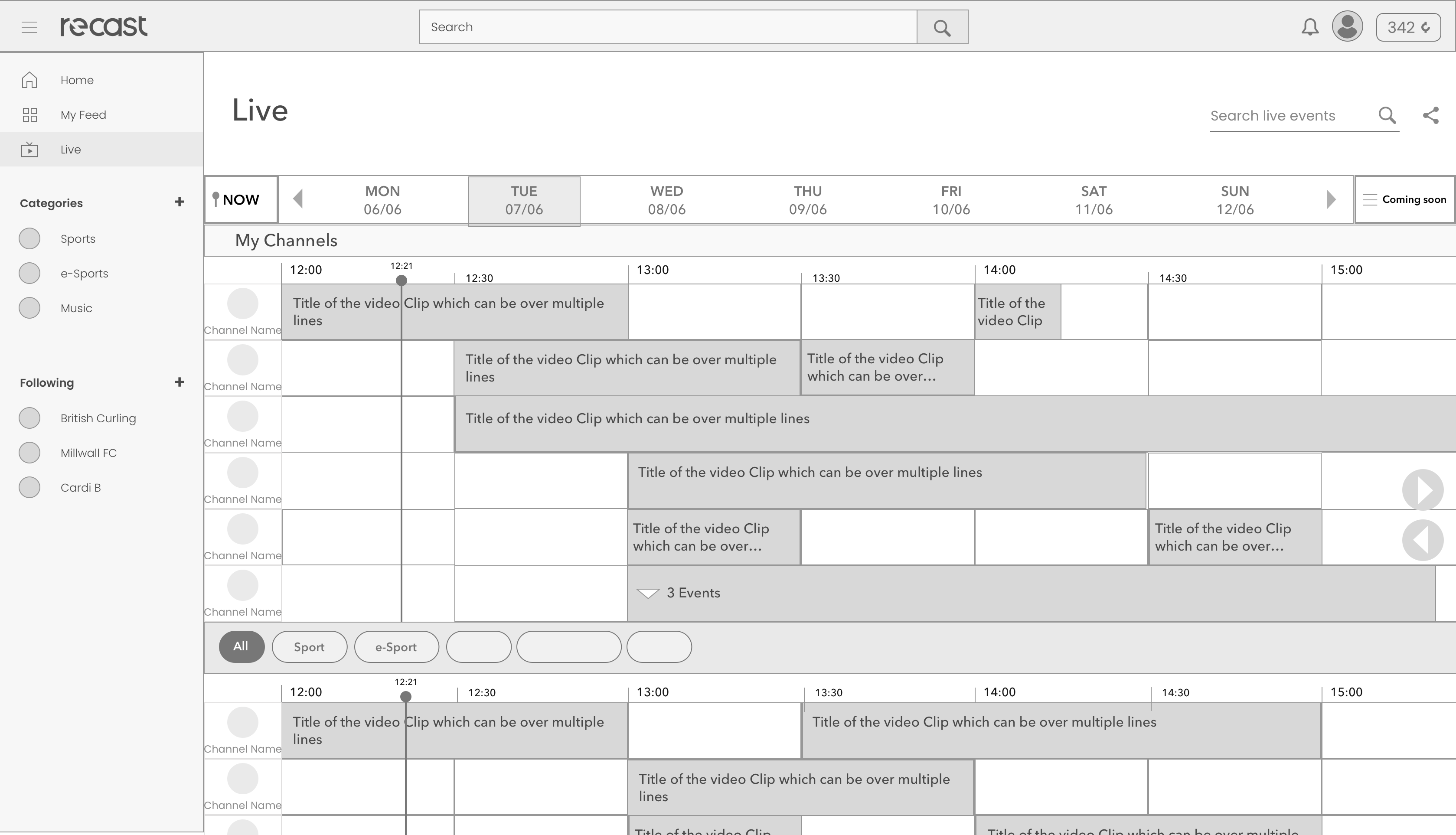 'EPG (Electronic Program Guide)' feature for desktop